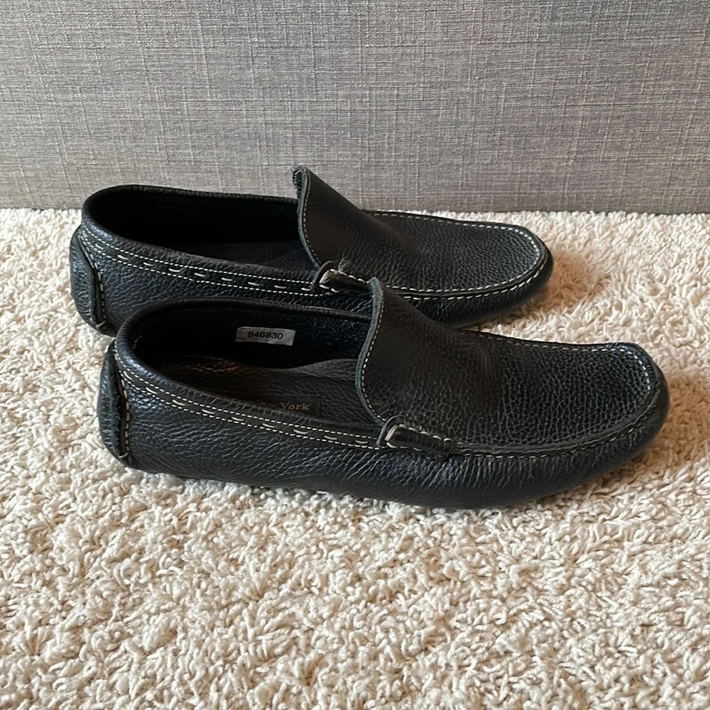 To Boot Black Pebbled Leather Slip-On Loafers